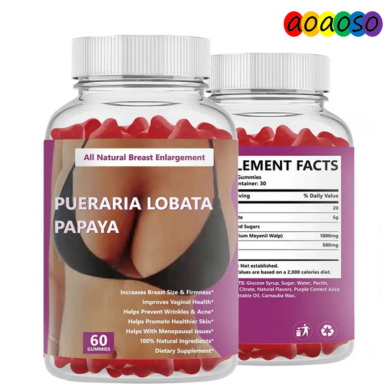 Kudzu and Papaya Soft Candy for Women's Breast Enhancement, Natural Breast Enlargement and Shaping, 60 Pills