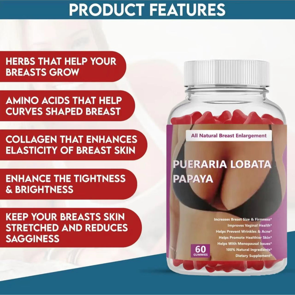 Kudzu and Papaya Soft Candy for Women's Breast Enhancement, Natural Breast Enlargement and Shaping, 60 Pills